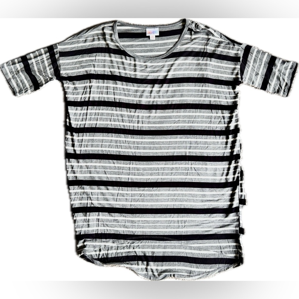 LuLaRoe Striped Black and Gray Irma shirt
